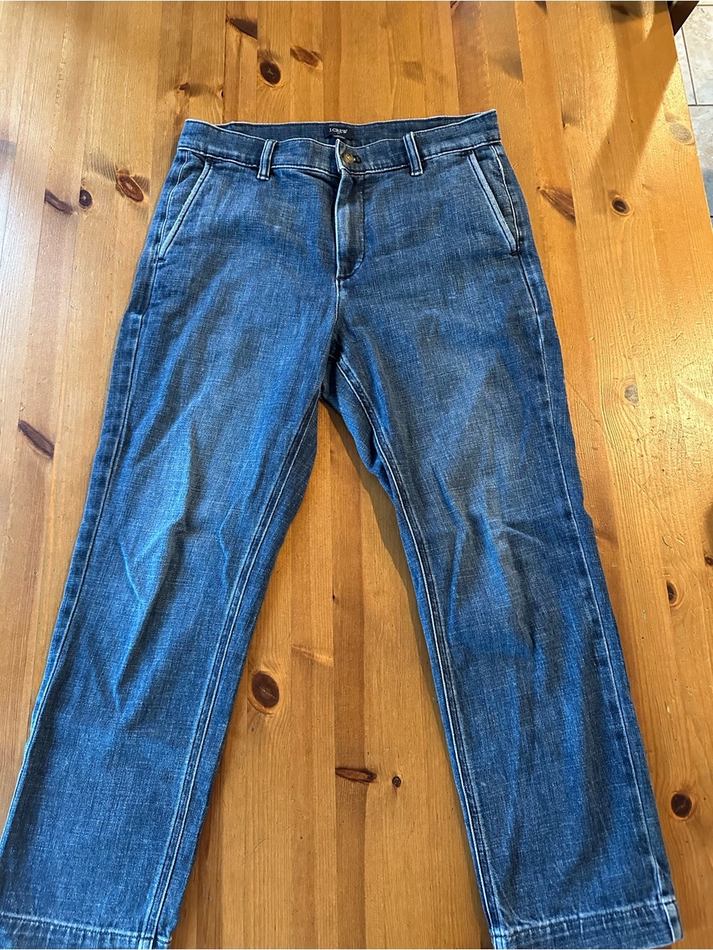 J. Crew Factory Midrise Straight-Leg Jeans in Blue Denim